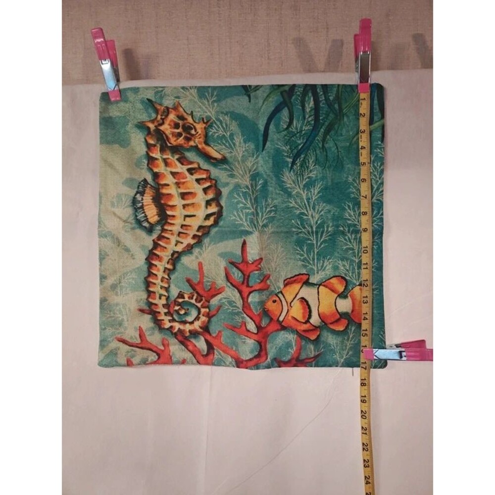 Coastal Under The Sea Seahorse & Clownfish Pillow Cover - 18x18